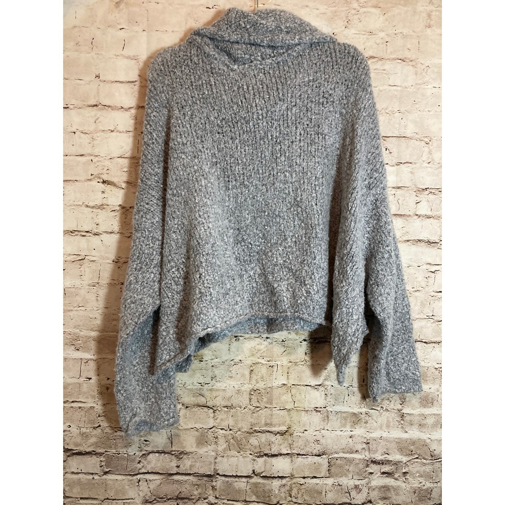 Free People BFF Cowl Neck Sweater Oversized Boxy Large Light Gray Soft Knit - Picture 12 of 15